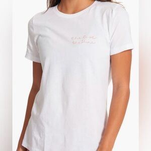 NWT💎Vuori The Rise The Shine 100% Cotton Graphic White Pink Short Sleeve Tee